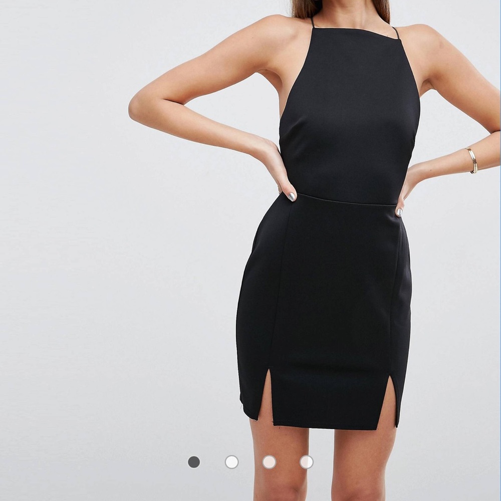 Backless slit mini dress
